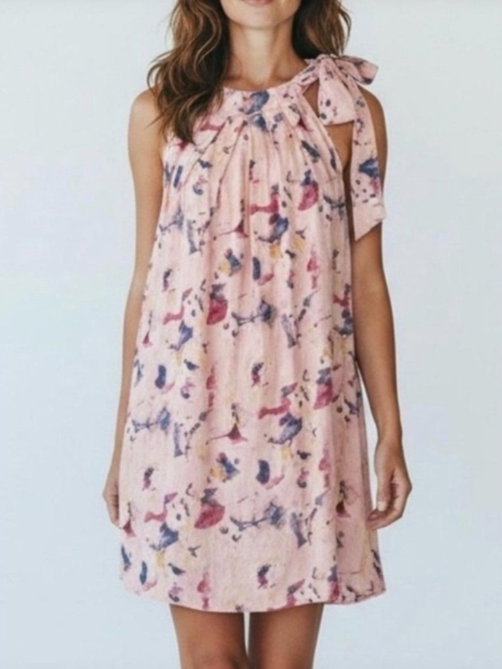 Bellambra Floral Tie-Shoulder Bow Midi Dress (Italian-Made)
